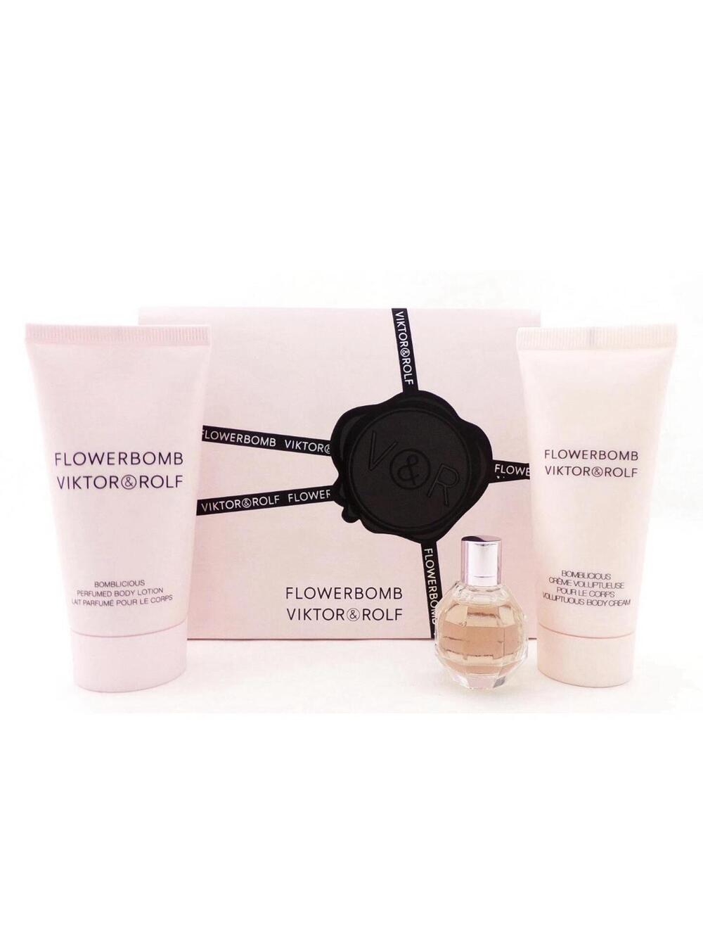 Flowerbomb by Viktor & Rolf Mini Set: 0.24 EDP + 1.36 B/Crem + 1.7 Lotion. New
